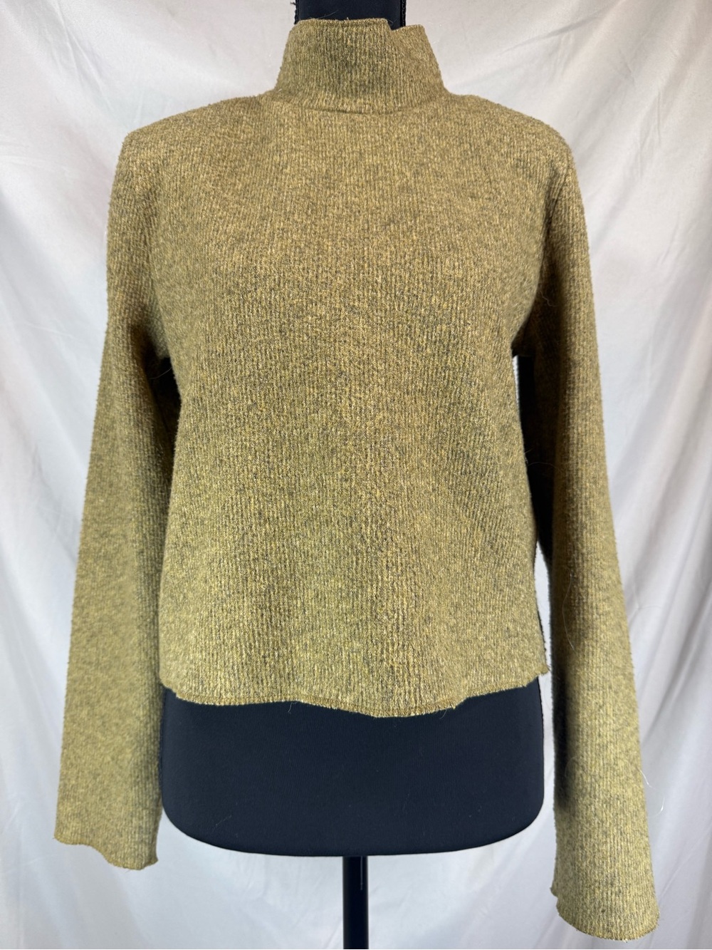 Zara Cropped Turtleneck Sweater- Olive Green- Size Small